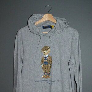 Grey Polo Bear Ralph Lauren RL Hoodie (Mens Small)